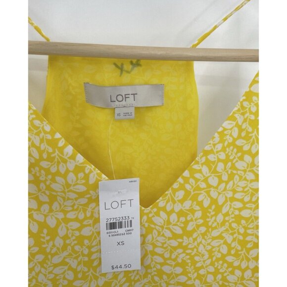 NWT LOFT Women’s Yellow Floral Chiffon Strappy Sleeveless Blouse Boho Sz XS - Picture 4 of 8